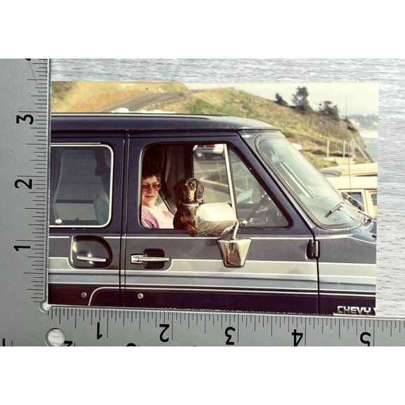 Dachsund Dog with Owner in Van Window Found Photo Snapshot 1994 Travel Picture - Picture 4 of 4